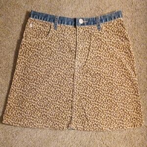 GAP Leopard Print Skirt with Denim Waist
